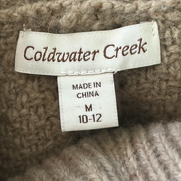 Coldwater Creek Tan Cashmere Blend Cowl Neck Dolman Sleeve Sweater - 10 / 12 - Picture 8 of 10